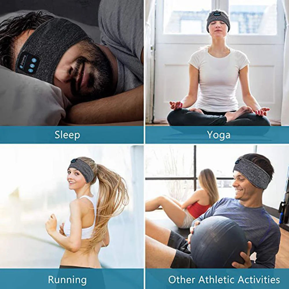 Bluetooth-Compatible Sports Earphones and Eye Mask Headband - Wireless Music Headset for Sleeping