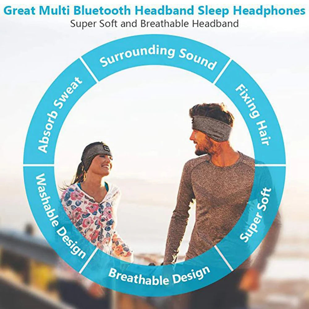 Bluetooth-Compatible Sports Earphones and Eye Mask Headband - Wireless Music Headset for Sleeping